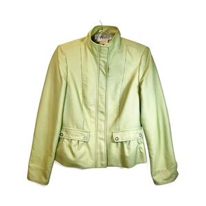 Carlisle Light Pear Green Birdseye Checkered Peplum Vintage Jacket Size 6 EUC
